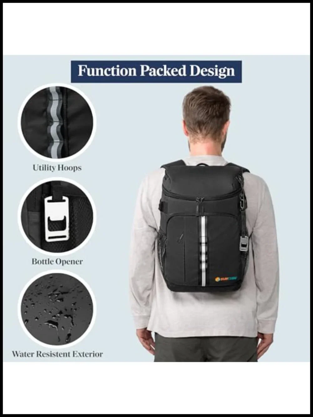 Insulated Leakproof Cooler Backpack 33 Can Camping Hiking Beach